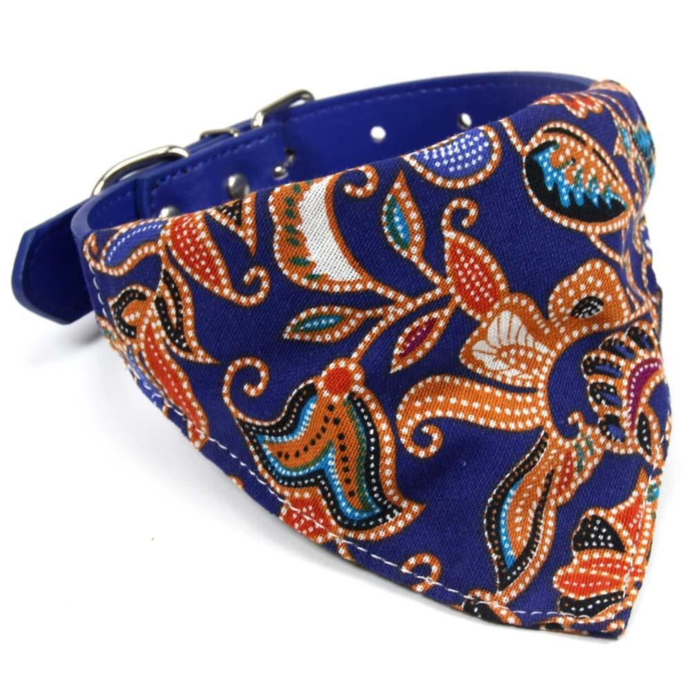 Cotton Pet Bib Cat Headband Dog Saliva Towel - Size L - Blue