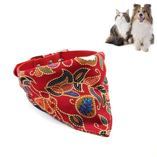 Cotton Pet Bib Cat Headband Dog Saliva Towel - Size L - Red