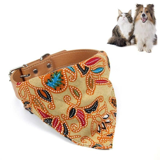 Cotton Pet Bib Cat Headband Dog Saliva Towel - Size L - Khaki