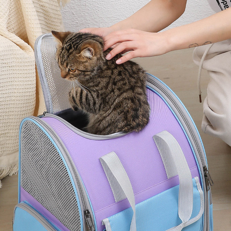 Green Portable Pet Carrier Backpack - Spacious, Breathable, and Travel-Friendly for Cats and Small Dogs